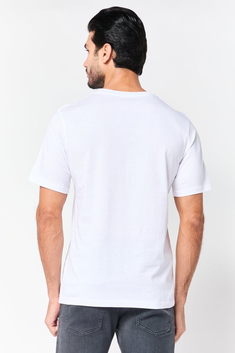 JACK & JONES Men Crew Neck Brand Logo Short Sleeve T-Shirt, White - Image 4